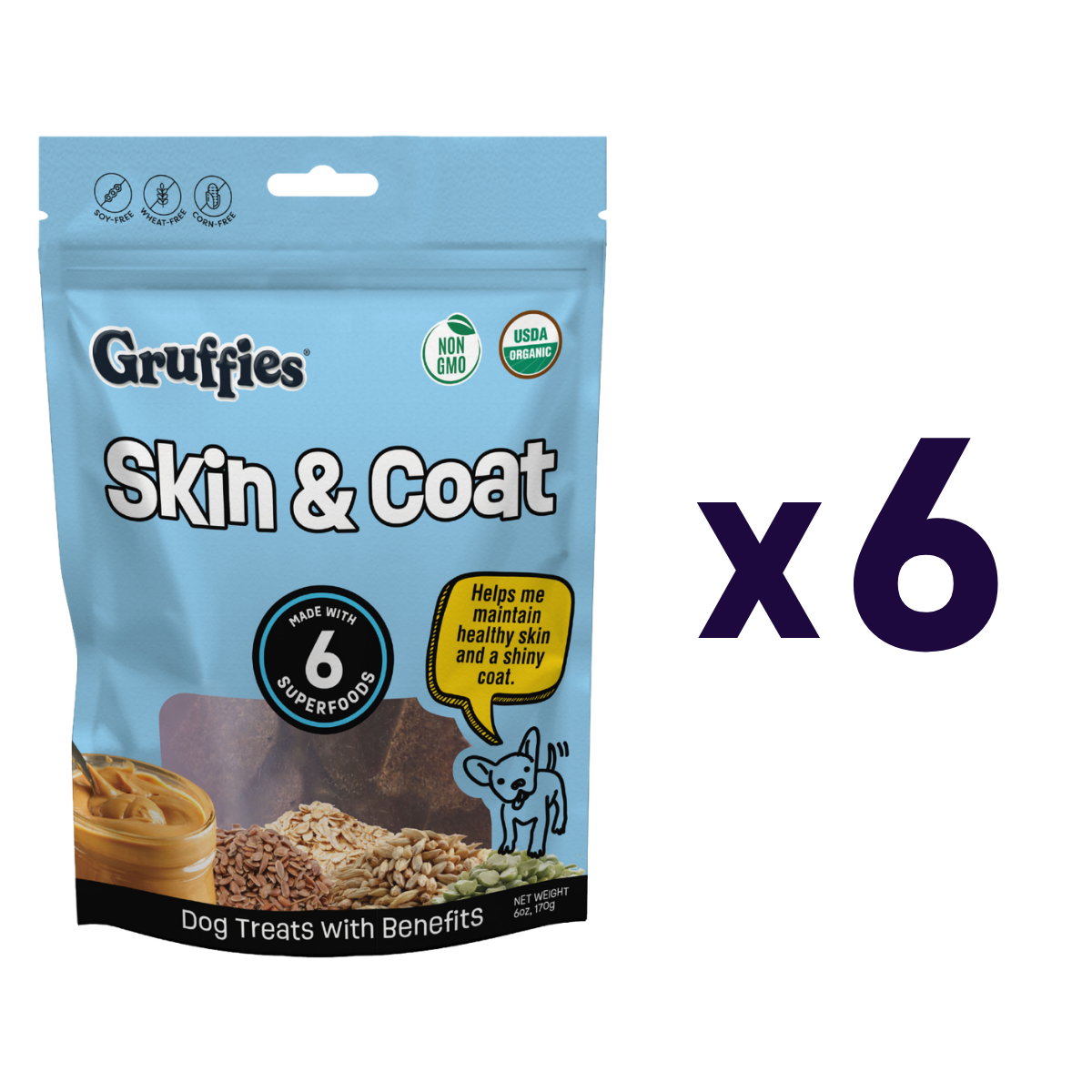 Gruffies Skin & Coat 6 oz Bags (6 Pack)